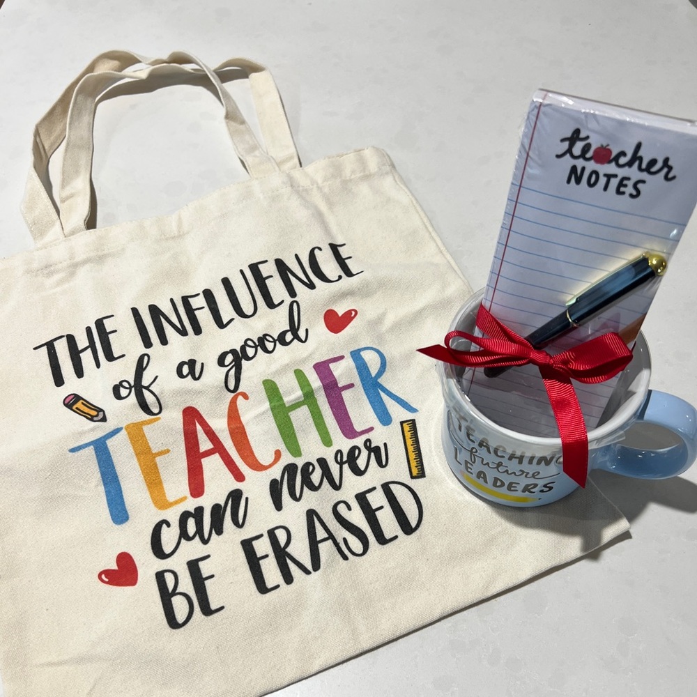 Teacher Tote, Mug, & Notepad Gift Bundle